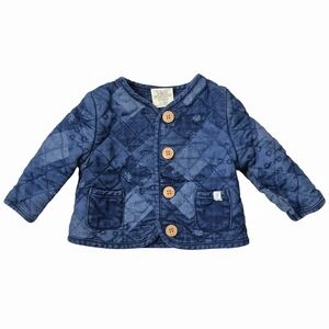 Easy Peasy Indigo Patchwork Quilted Jacket 6-9 Months